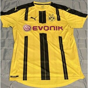 Puma EVONIK BVB BORUSSIA DORTMUND Football Shirt Yellow Soccer Jersey Size L